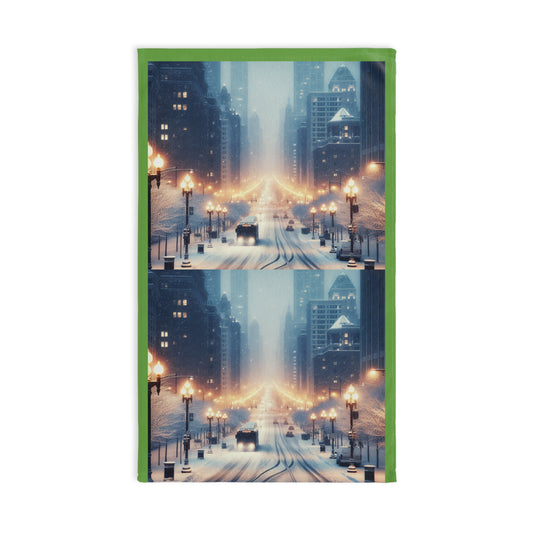 Hand Towel - Snow Falling in Chicago Winter Home Decor