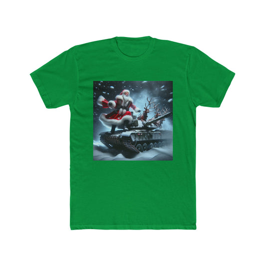 Christmas Tank Unisex Tee - Santa Riding on a Tank in Snow