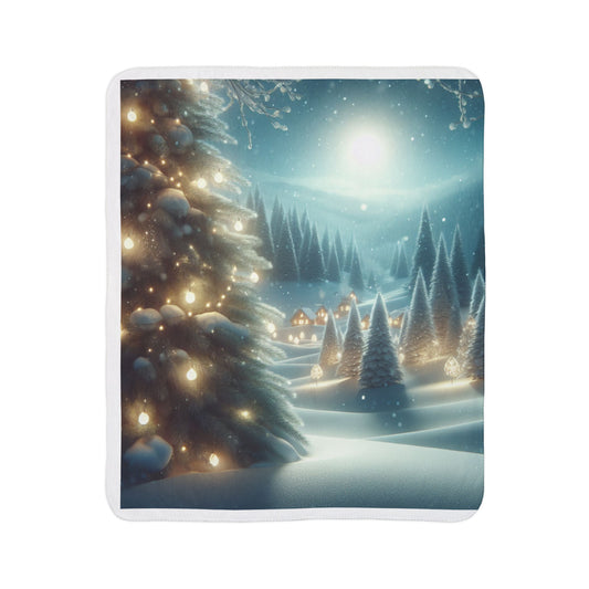 Holiday Snow Fleece Sherpa Blanket